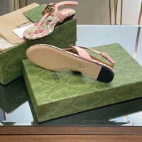 Gucci Women GG Double G Thong Sandal Pink Leather Flat 0.5 CM Heel (6)