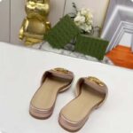 Gucci Women GG Gucci Nojum Blondie Slide Metallic Platinum Leather Round Interlocking G Flat - Image 6