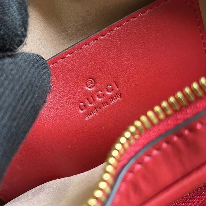 Gucci Women GG Interlocking G Mini Heart Shoulder Bag Red Diagonal Matelassé Leather (1)