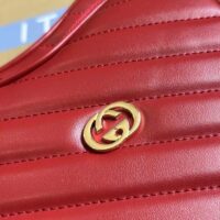 Gucci Women GG Interlocking G Mini Heart Shoulder Bag Red Diagonal Matelassé Leather (6)