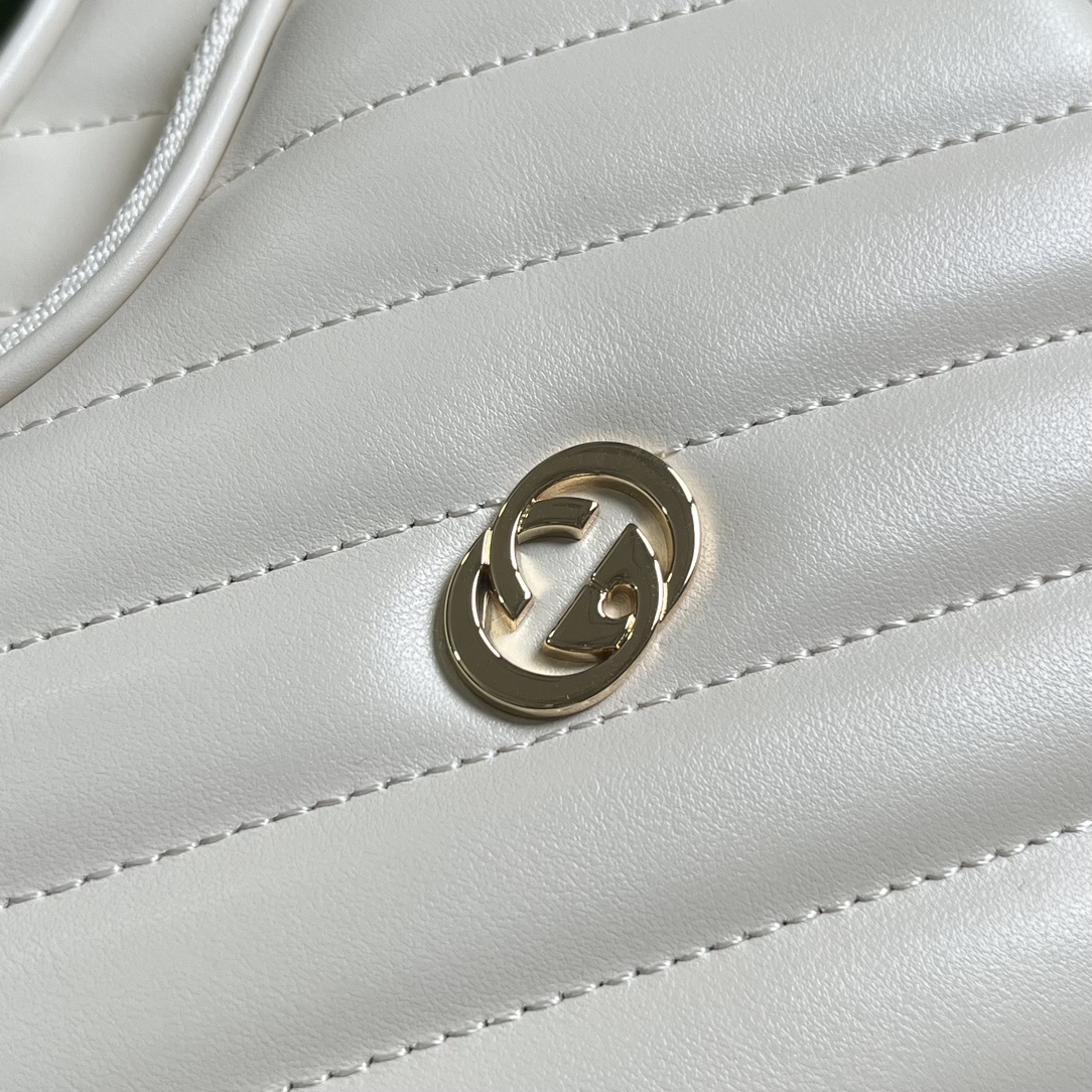 Gucci Women GG Interlocking G Mini Heart Shoulder Bag White Diagonal Matelassé Leather (11)