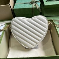 Gucci Women GG Interlocking G Mini Heart Shoulder Bag White Diagonal Matelassé Leather (1)