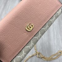 Gucci Women GG Marmont Chain Wallet Beige White GG Supreme Canvas Pink Leather (1)