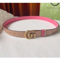 Gucci Women GG Marmont Reversible Belt Beige Pink Leather 3 CM Width Double G (3)