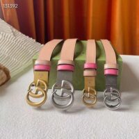 Gucci Women GG Marmont Reversible Belt Beige Pink Leather 3 CM Width Double G (3)