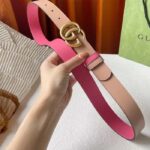 Gucci Women GG Marmont Reversible Belt Beige Pink Leather 3 CM Width Double G - Imagen 5