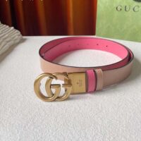 Gucci Women GG Marmont Reversible Belt Beige Pink Leather 3 CM Width Double G (3)