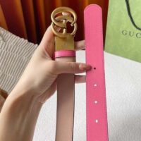 Gucci Women GG Marmont Reversible Belt Beige Pink Leather 3 CM Width Double G (3)