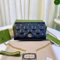 Gucci Women GG Matelassé Chain Wallet Black GG Matelassé Leather Double G (4)