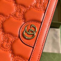 Gucci Women GG Matelassé Chain Wallet Orange Leather Double G Chain Strap (6)