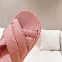 Gucci Women GG Platform Slide Sandal Light Pink Nylon Rubber Mid 6.4 CM Heel (3)