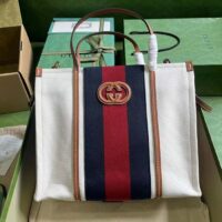 Gucci Women GG Small Interlocking G Tote Bag White Cotton Canvas (1)