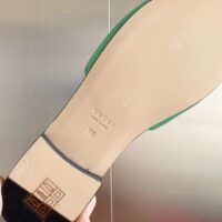 Gucci Women Interlocking G Cut Out Slide Sandal Bright Green Leather Flat (6)