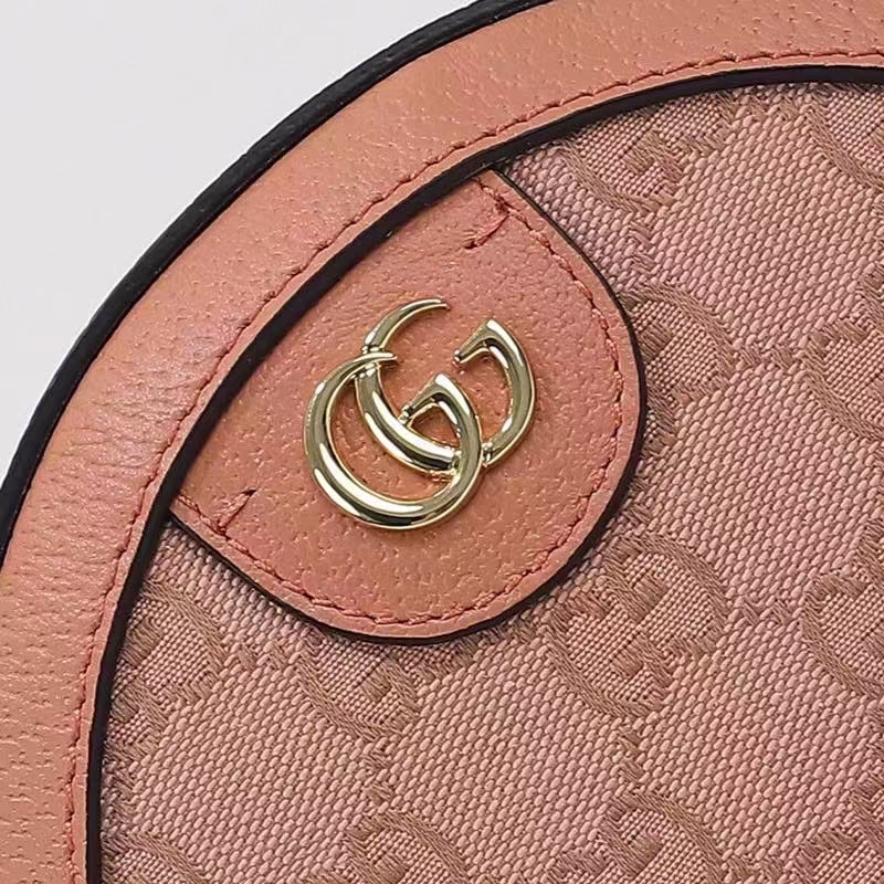 Gucci Women Ophidia GG Mini Round Shoulder Bag Pink Canvas Double G (11)