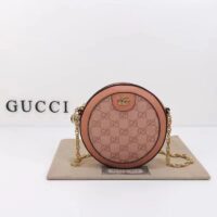 Gucci Women Ophidia GG Mini Round Shoulder Bag Pink Canvas Double G (5)