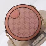 Gucci Women Ophidia GG Mini Round Shoulder Bag Pink Canvas Double G - Imagen 3