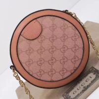 Gucci Women Ophidia GG Mini Round Shoulder Bag Pink Canvas Double G (5)