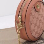 Gucci Women Ophidia GG Mini Round Shoulder Bag Pink Canvas Double G - Imagen 4