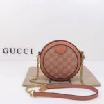 Gucci Women Ophidia GG Mini Round Shoulder Bag Pink Canvas Double G - Imagen 5