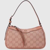 Gucci Women Ophidia GG Small Handbag Pink Canvas Double G Rose Gold Hardware