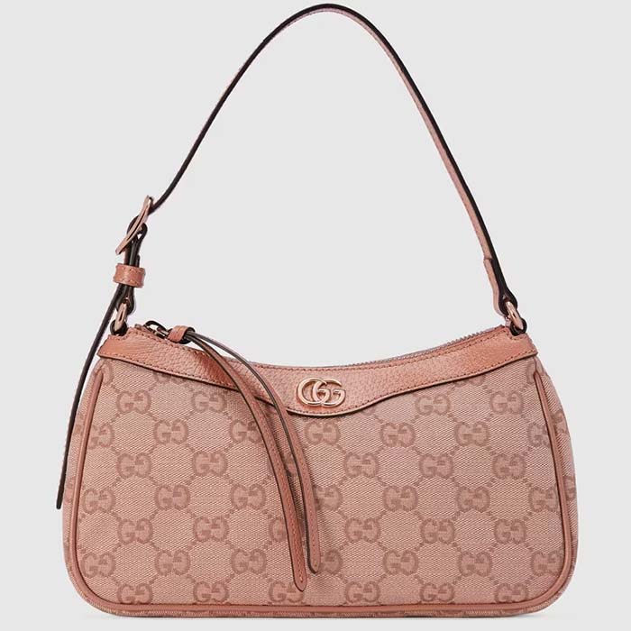 Gucci Women Ophidia GG Small Handbag Pink Canvas Double G Rose Gold Hardware