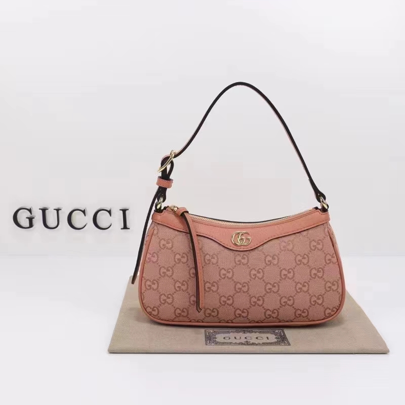 Gucci Women Ophidia GG Small Handbag Pink Canvas Double G Rose Gold Hardware (12)