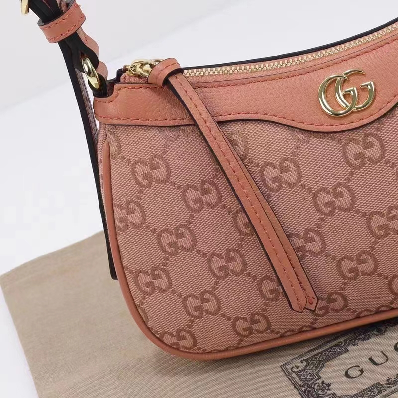 Gucci Women Ophidia GG Small Handbag Pink Canvas Double G Rose Gold Hardware (13)