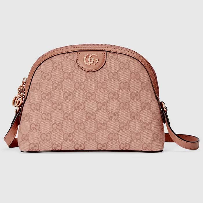Gucci Women Ophidia GG Small Shoulder Bag Pink Canvas Leather Double G
