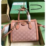 Gucci Women Ophidia GG Small Tote Bag Pink GG Canvas Leather Rose Gold Hardware - Image 2