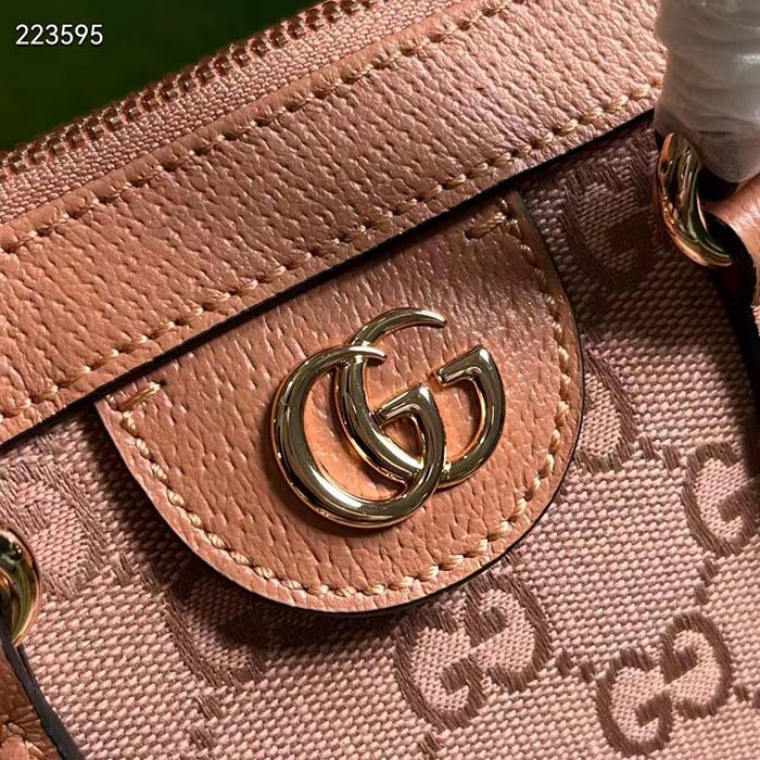 Gucci Women Ophidia GG Small Tote Bag Pink GG Canvas Leather Rose Gold Hardware (9)