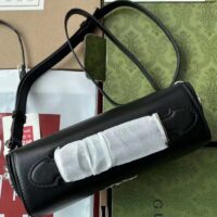 Gucci Women Petite GG Mini Shoulder Bag Black Leather Double G Push Lock Closure (7)