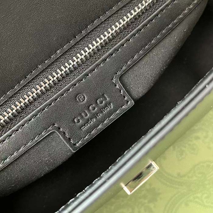 Gucci Women Petite GG Mini Shoulder Bag Black Leather Double G Push Lock Closure (3)