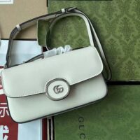 Gucci Women Petite GG Mini Shoulder Bag White Leather Double G Push Lock Closure (9)