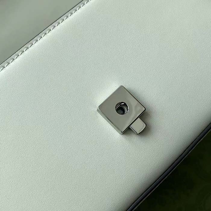 Gucci Women Petite GG Mini Shoulder Bag White Leather Double G Push Lock Closure (8)