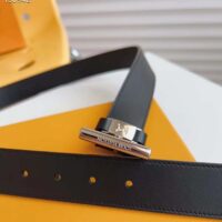 Louis Vuitton LV City Pin 35MM Belt Black Calf Leather Silver-Color Hardware (9)