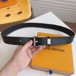 Louis Vuitton LV City Pin 35MM Belt Black Calf Leather Silver-Color Hardware - immagine 7