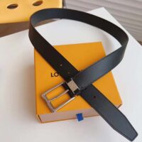 Louis Vuitton LV City Pin 35MM Belt Black Calf Leather Silver-Color Hardware (9)