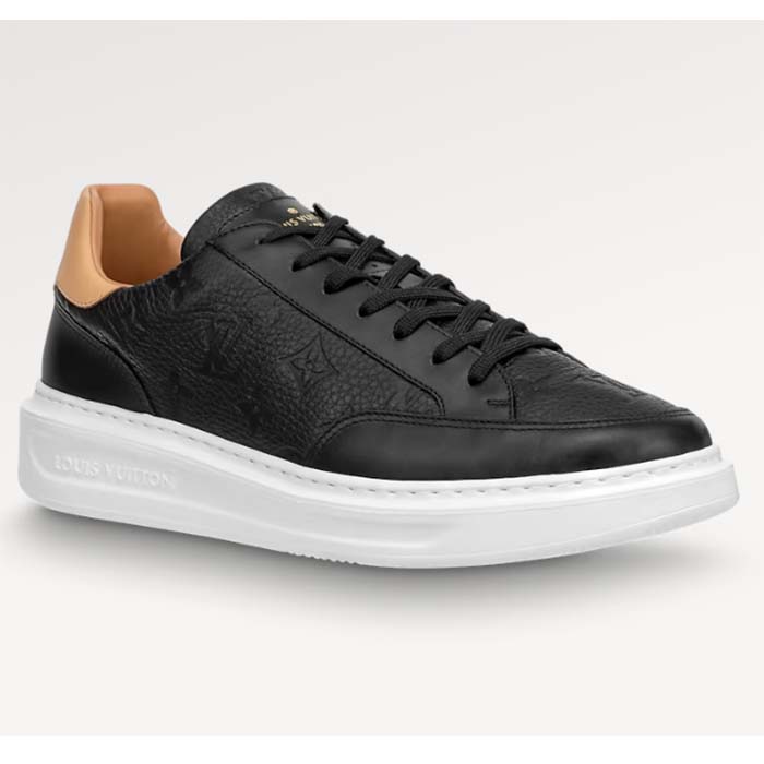 Louis Vuitton LV Unisex Beverly Hills Sneaker Black Monogram Embossed Grained Calf Leather