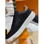 Louis Vuitton LV Unisex Beverly Hills Sneaker Black Monogram Embossed Grained Calf Leather – Image 5