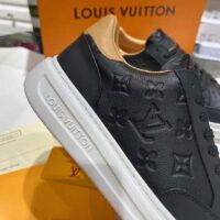 Louis Vuitton LV Unisex Beverly Hills Sneaker Black Monogram Embossed Grained Calf Leather (10)