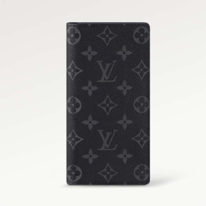 Louis Vuitton LV Unisex Brazza Wallet Black Grey Monogram Eclipse Canvas