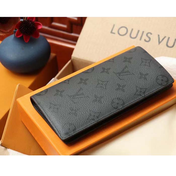 Louis Vuitton LV Unisex Brazza Wallet Black Grey Monogram Eclipse Canvas (3)