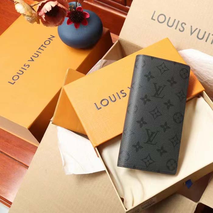 Louis Vuitton LV Unisex Brazza Wallet Black Grey Monogram Eclipse Canvas (9)