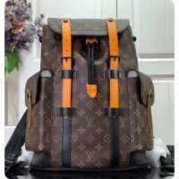 Louis Vuitton LV Unisex Christopher MM Backpack Radiant Sun Monogram Macassar Coated Canvas (7)