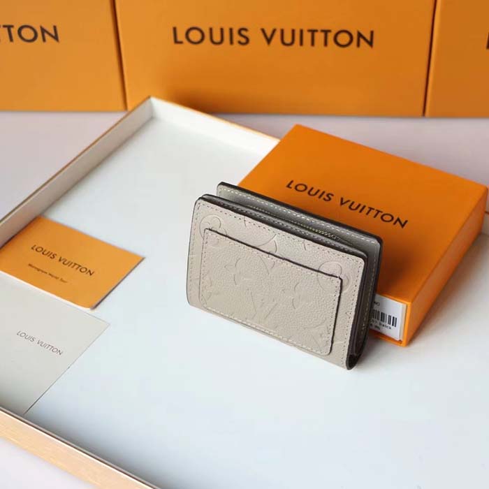 Louis Vuitton LV Unisex Cléa Wallet Tourterelle Beige Embossed Supple Grained Cowhide Leather (6)