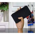 Louis Vuitton LV Unisex Coin Card Holder Black Cowhide Leather 4 Card Slots - Image 2