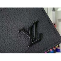 Louis Vuitton LV Unisex Coin Card Holder Black Cowhide Leather 4 Card Slots (7)