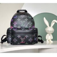 Louis Vuitton LV Unisex Comet Backpack Black Borealis Calf Leather Cowhide Double Zip (2)