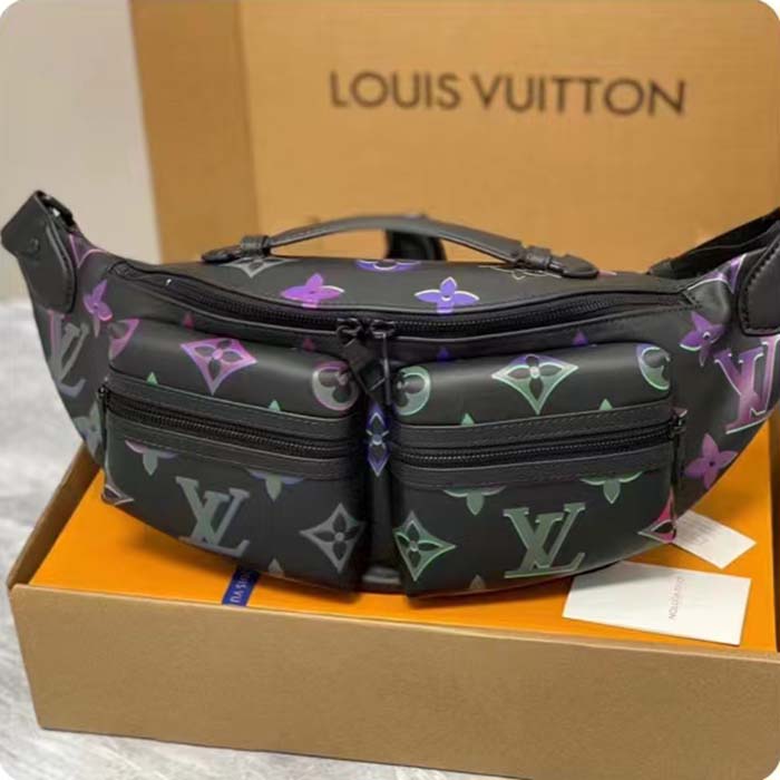 Louis Vuitton LV Unisex Comet Bumbag Black Borealis Calf Leather Cowhide Double Zip (3)