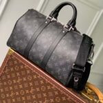 Louis Vuitton LV Unisex Keepall Bandoulière 35 Monogram Eclipse Coated Canvas Cowhide Leather – Image 3